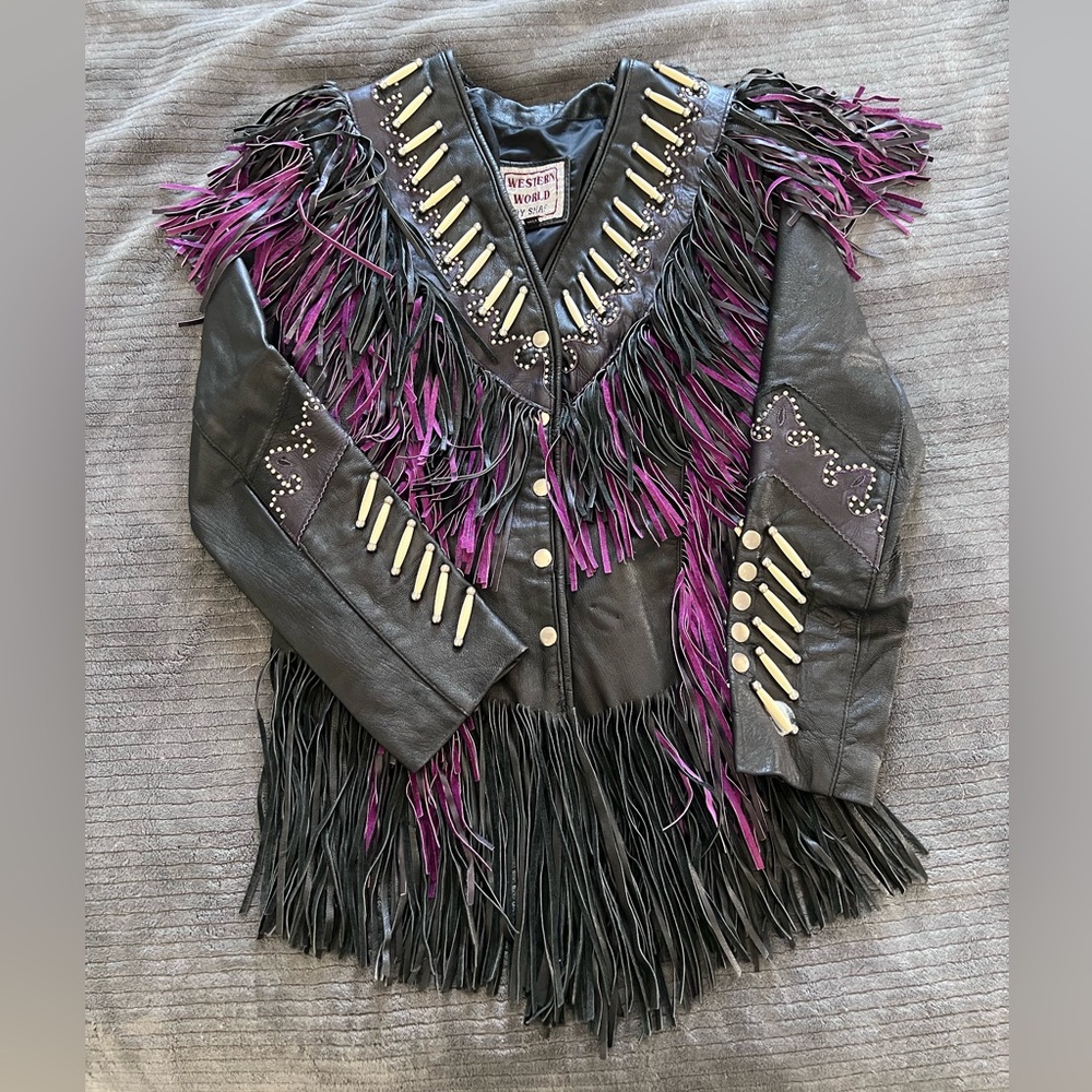 AS IS Vintage Western World by SHAF fringe leather jacket